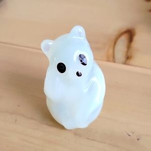 White Milk Glass Panda Bear